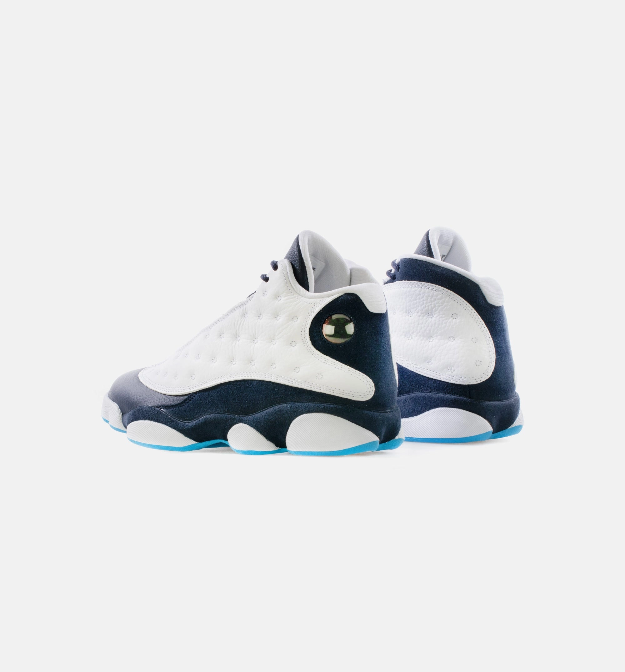 Basketball Shoes Lunarlon Air Jordan 13 Retro Obsidian Mens Lifestyle Shoe - White/Obsidian/Dark Powder Blue