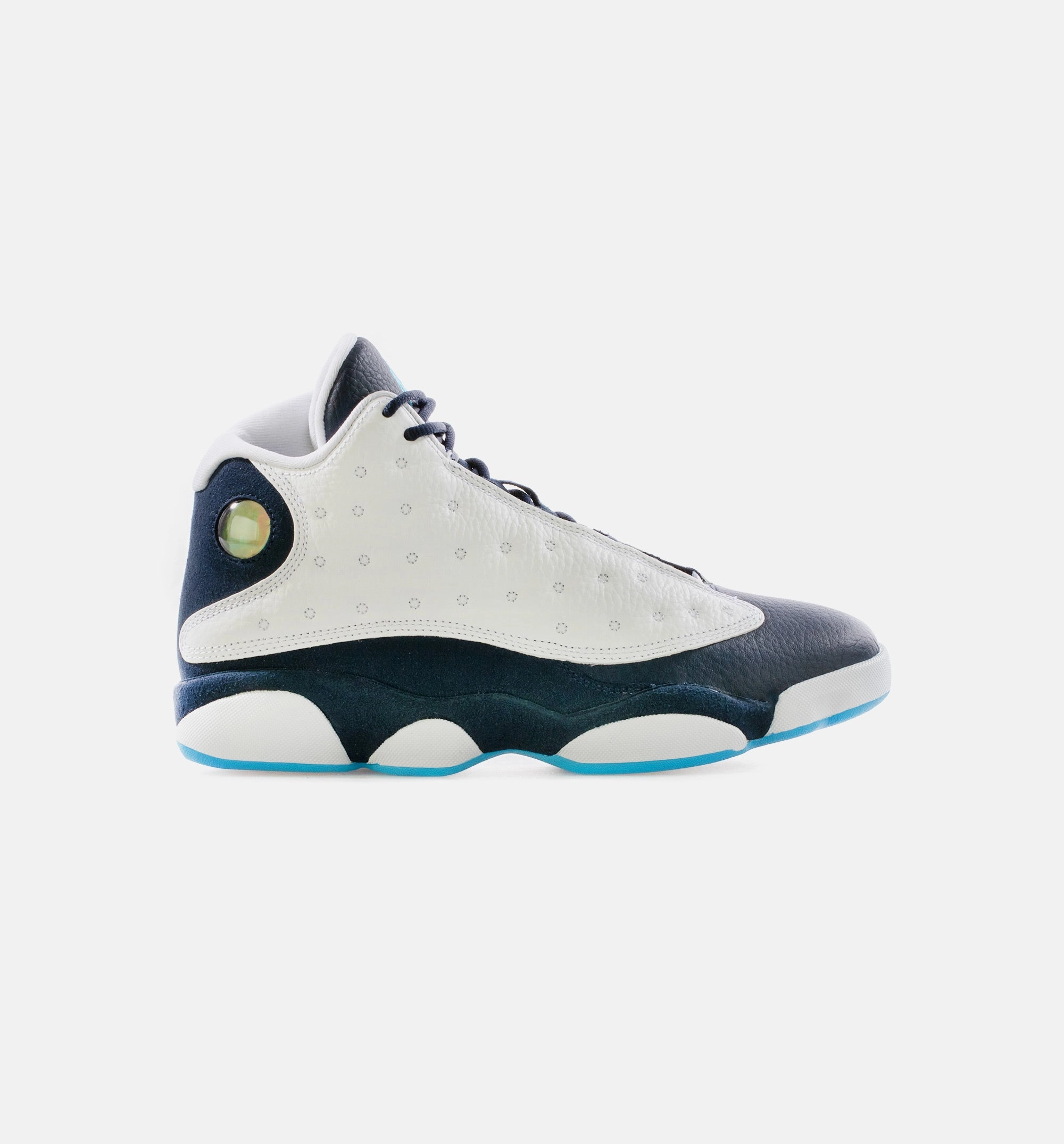 Air Jordan 13 Retro Obsidian Mens Lifestyle Shoe - White/Obsidian/Dark Powder Blue Wide High Top Basketball Shoes