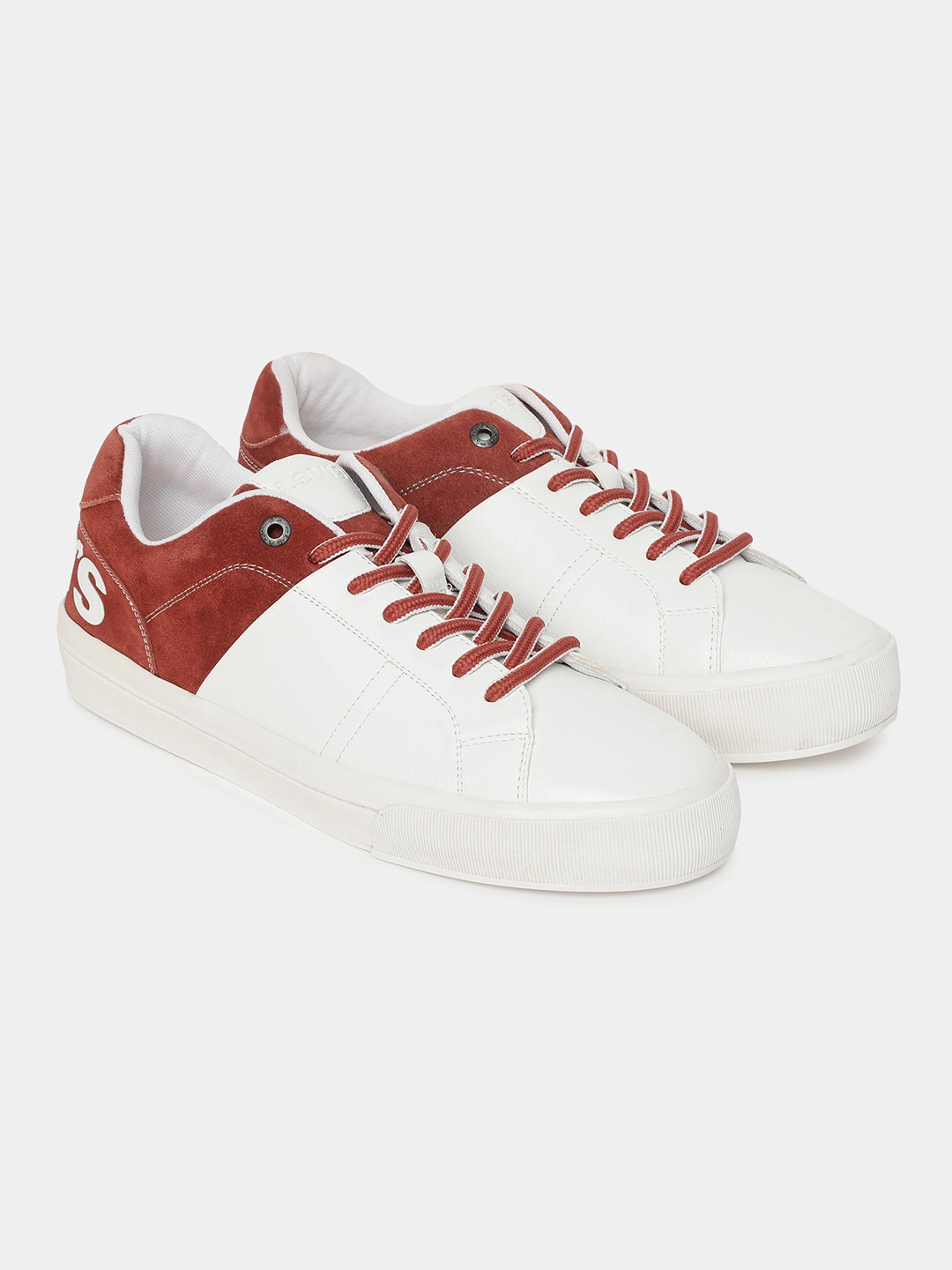History Of Sneakers Men's White And Red Colorblock Shoes
