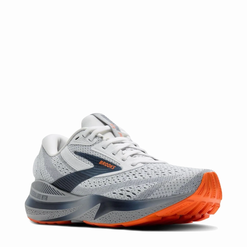 Brooks Men's Adrenaline GTS 24 Sneaker in White/Peacoat/Alloy Brogues Style