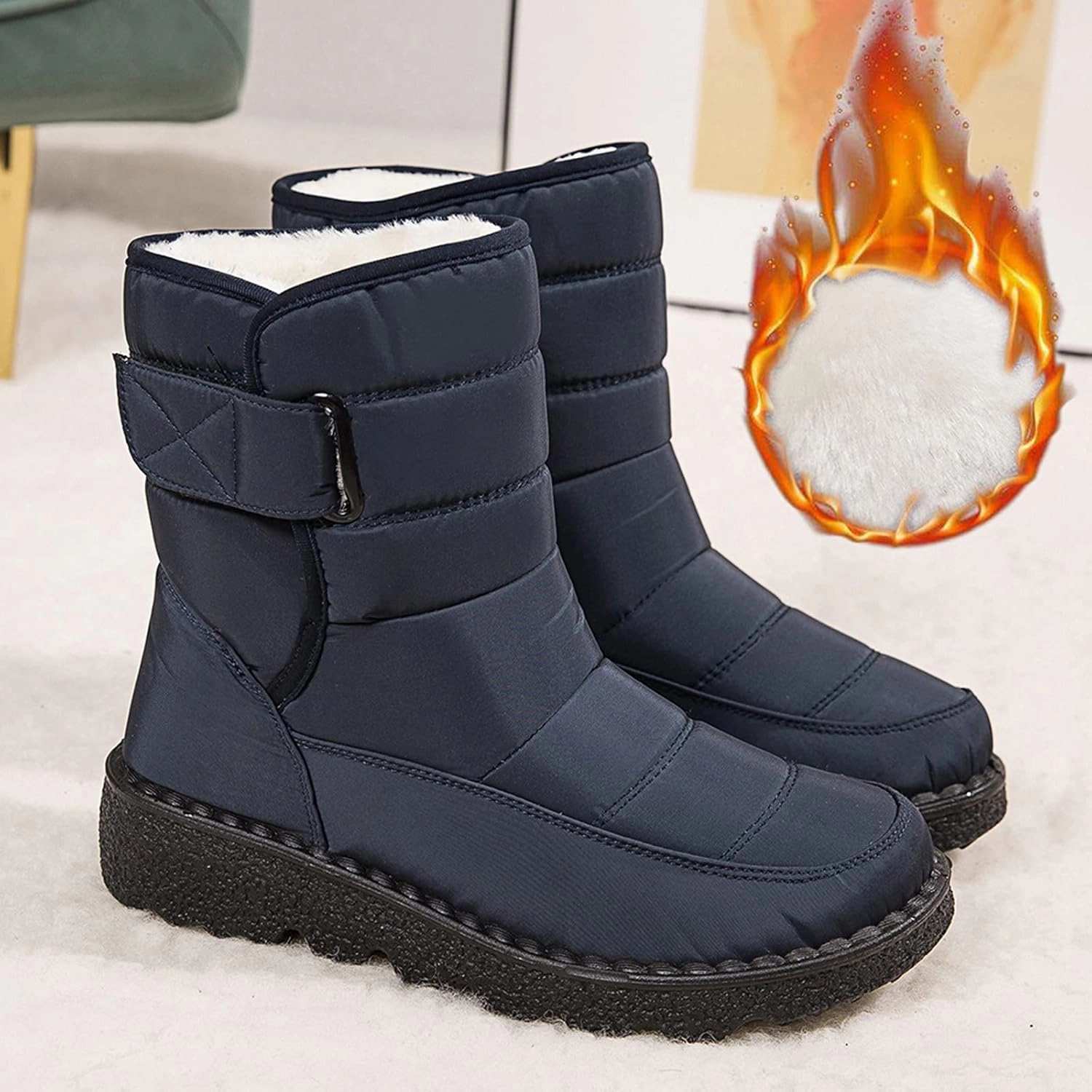 Snow Boots for Women Waterproof Mid Calf Boots for Women Girls Snow Winter Short Boots For Women Outdoor Warm Booties Mid Calf Platform Boots