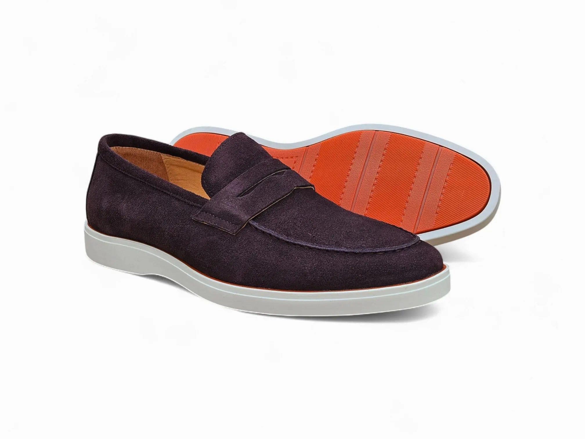 Supple Suede Penny Loafer with Sporty Sole Penny Style Loafers