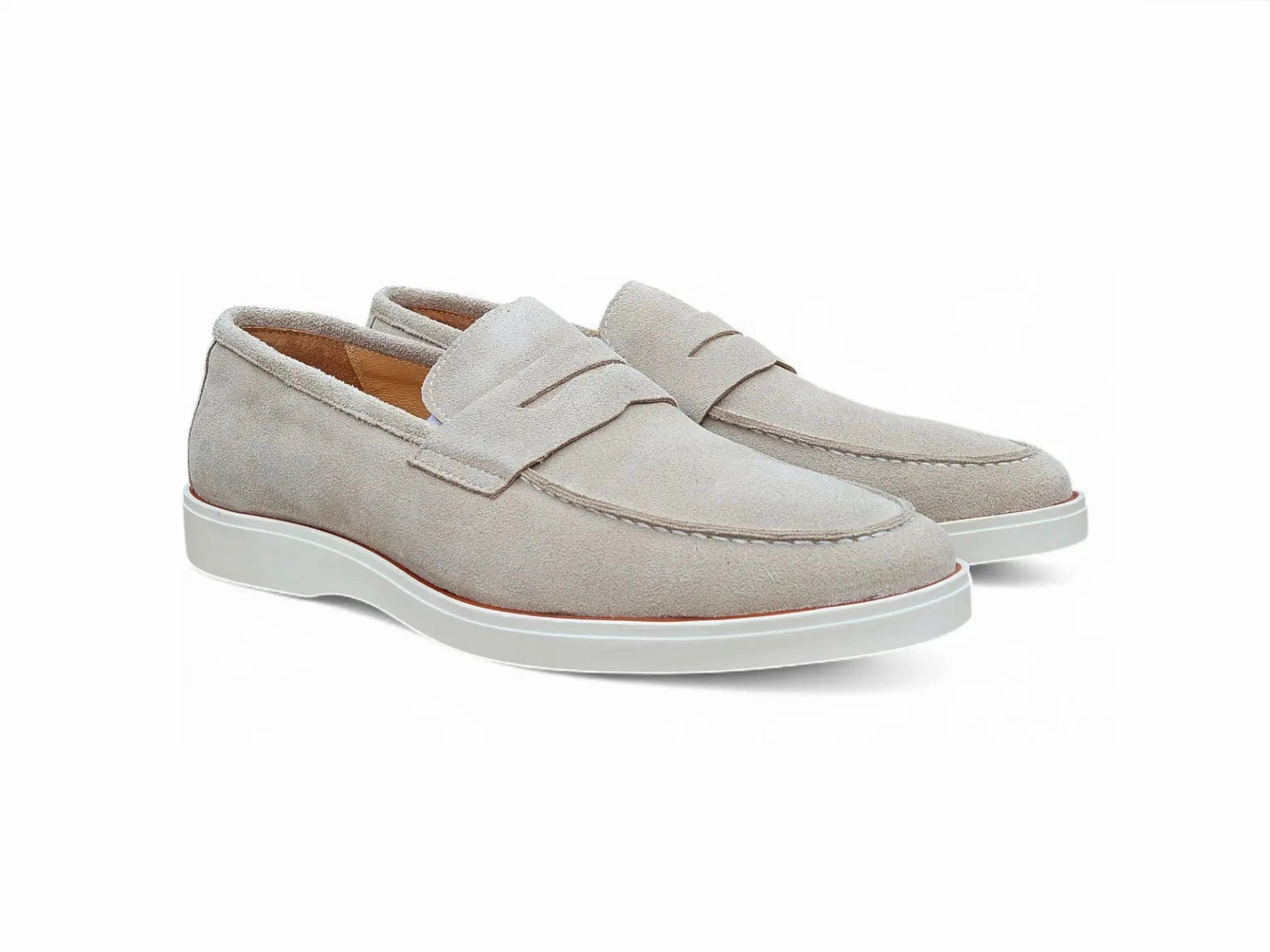 Supple Suede Penny Loafer with Sporty Sole Metallic Loafers
