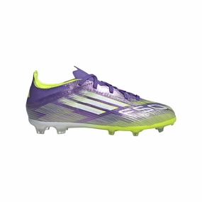Mid Top Soccer Cleats adidas F50 Elite Firm Ground Soccer Shoes Kids- Purple/White/Lemon
