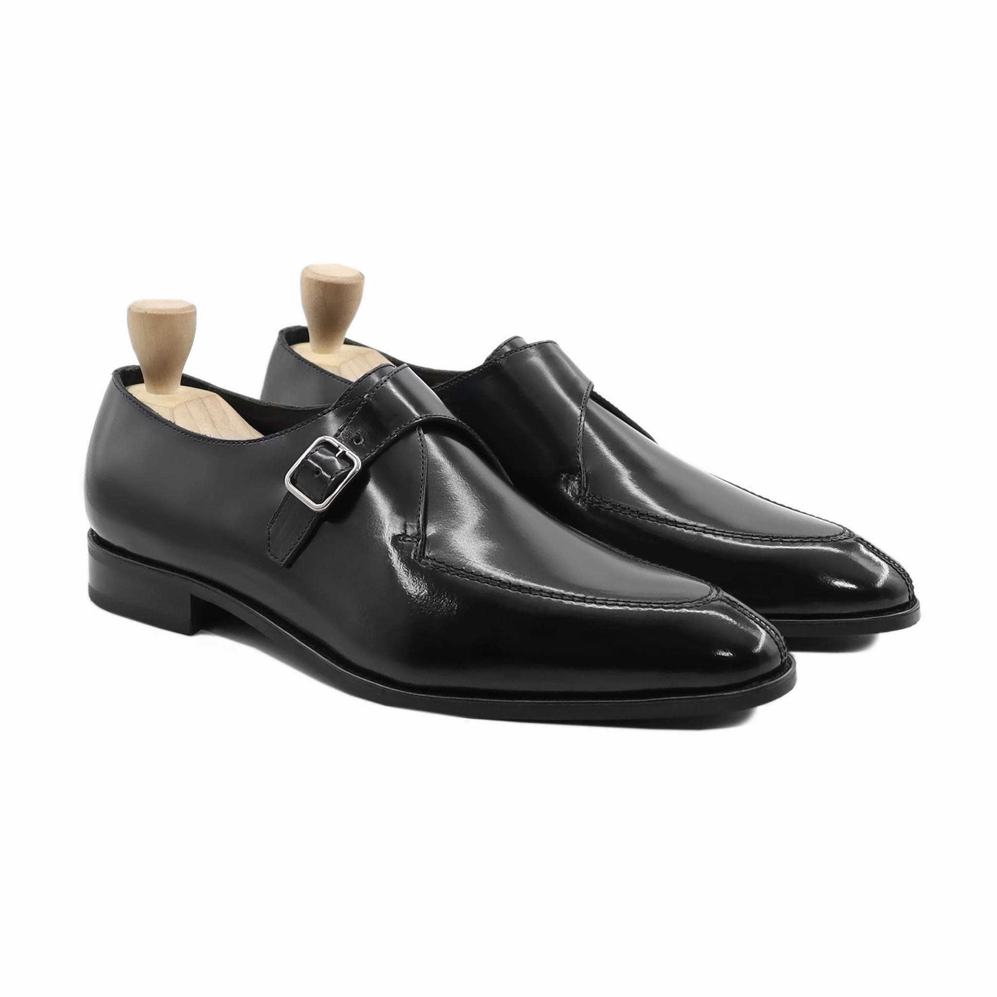 Taastrup - Men's Black Box Leather High Shine Leather Monkstrap Miniature High Heels