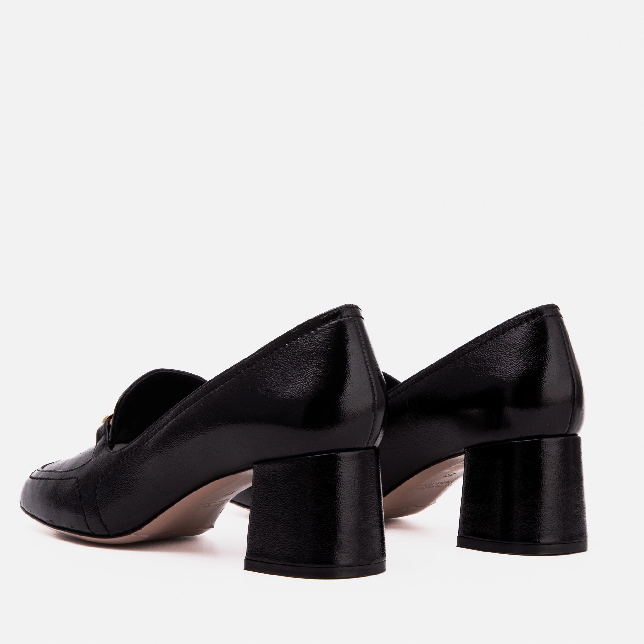 The Victoria Black Leather Block Heel Pump Women Shoe Lincoln Loafers