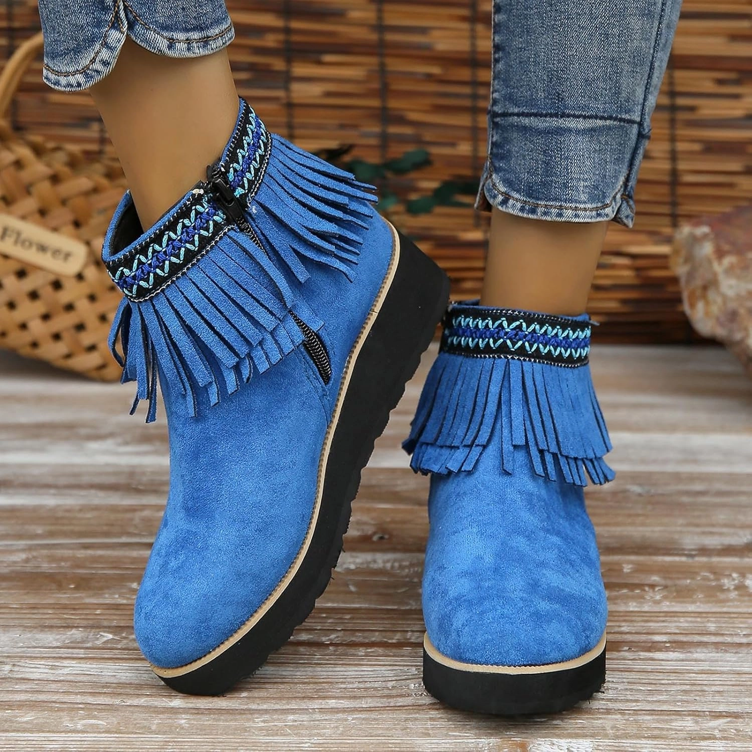 Best Waterproof Hunting Boots Ankle Boots for Women Platform Boots for Women Comfortable Soft Sole Chunky Slope Heel Fringe Frosted Suede Nude Boot