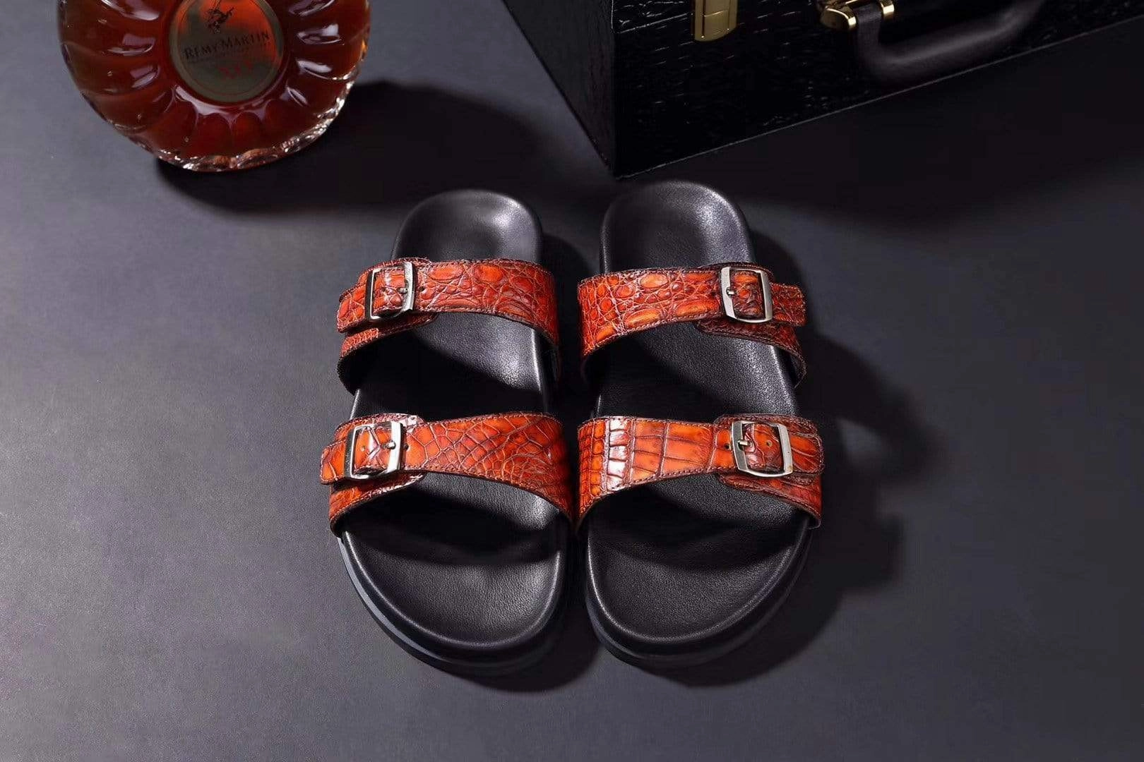 Barbados Royal Sandals Crocodile Shoes Crocodile Leather Sandals Vintage  Brown