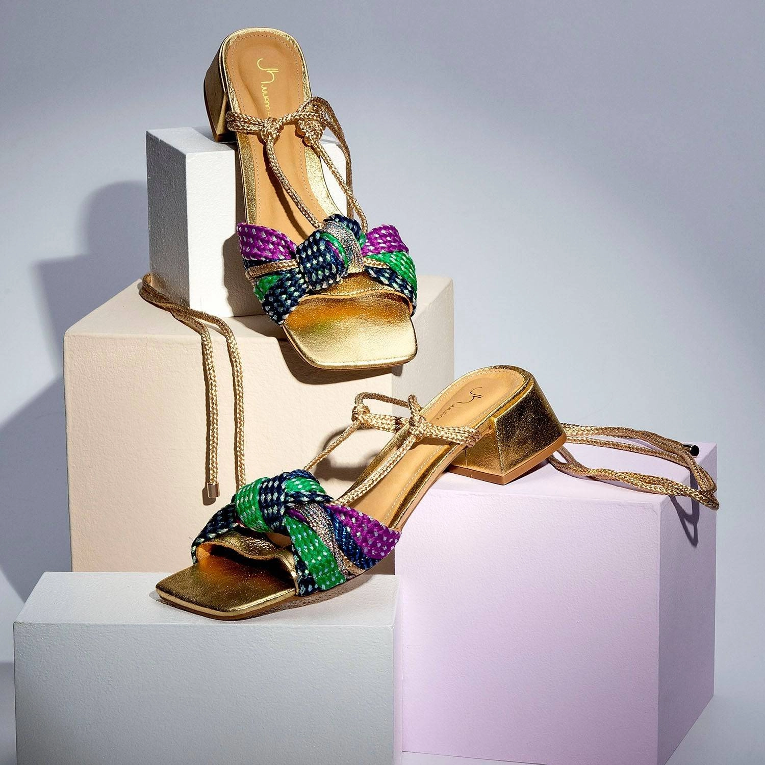 Hotel Jamaica Montego Bay Hera - Gold Metallic Low-Block Heels Sandal