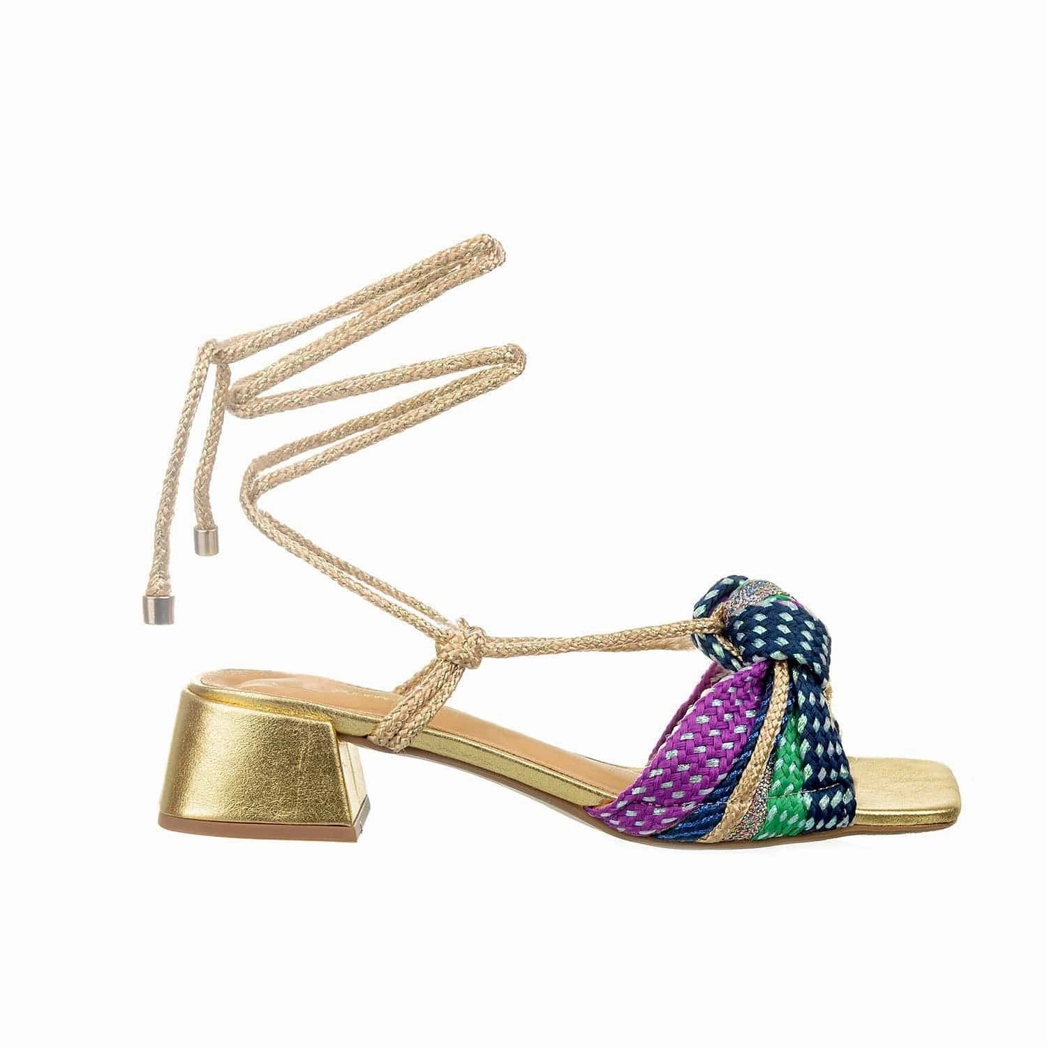 Hera - Gold Metallic Low-Block Heels Sandal Stuart Weitzman Sandals