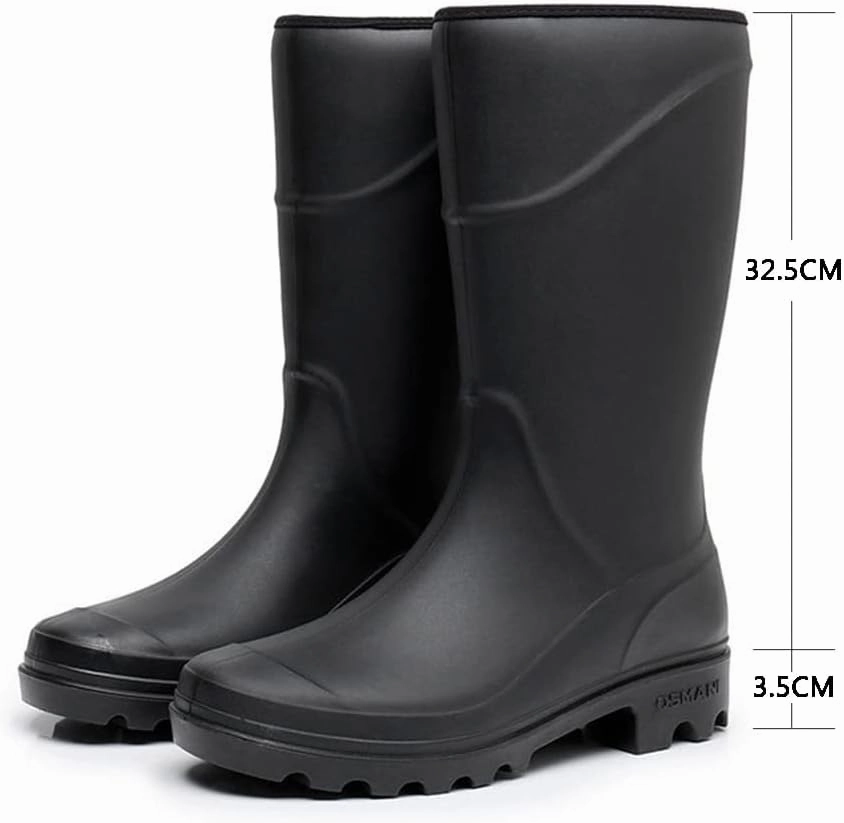 Rojeam Mens Rain Boots Waterproof Garden Shoes Rain Shoes Platform Boots Knee High