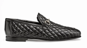 Mezlan Quilted Leather Loafer Black Slip On Bowling Shoes