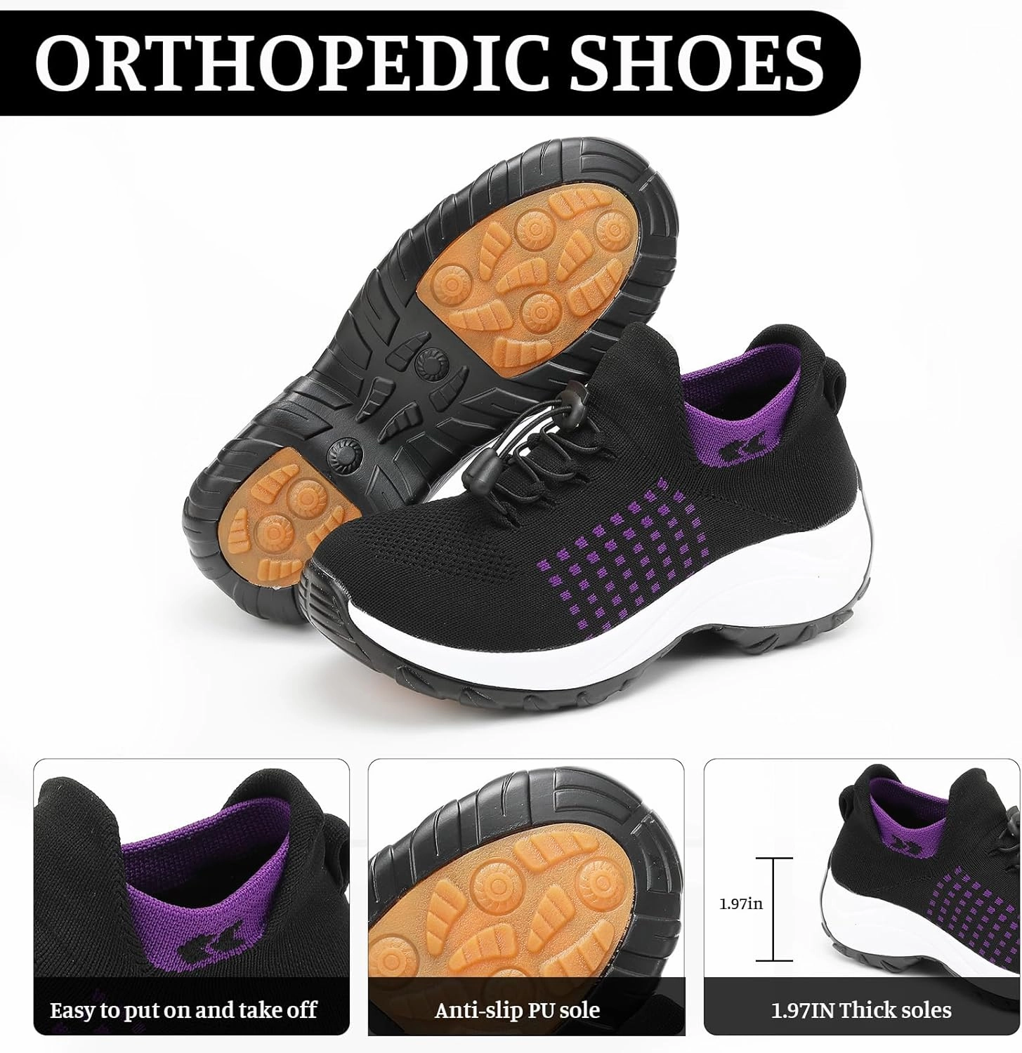 Comfort Wear Orthowear Shoes for Women Plantar Fasciitis Ortho Stretch Cushion Shoes for Women, Comfortable Orthopedic Walking Sneakers Nurse Shoe Mesh Breathable Diabetic Shoe 6. NULL