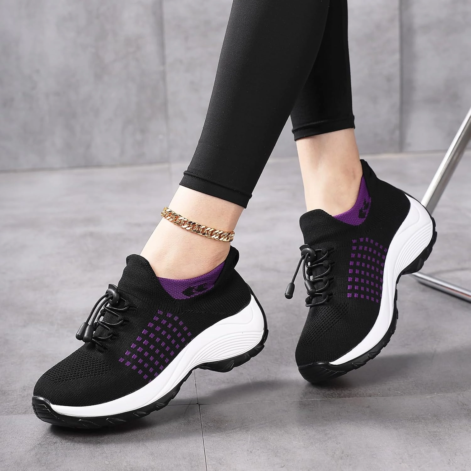 All Black Sneakers Comfort Wear Orthowear Shoes for Women Plantar Fasciitis Ortho Stretch Cushion Shoes for Women, Comfortable Orthopedic Walking Sneakers Nurse Shoe Mesh Breathable Diabetic Shoe