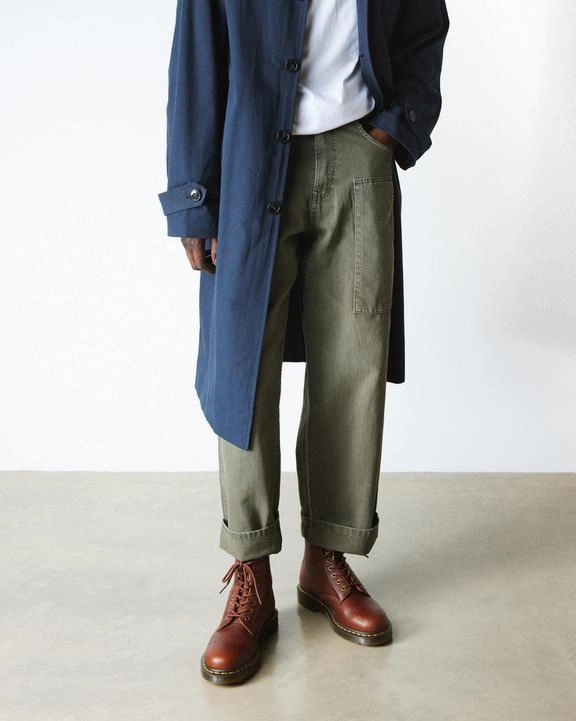 Mauri Alligator Boots Dr. Martens 1460 Ambassador Leather Lace Up Boots Cashew - Mens