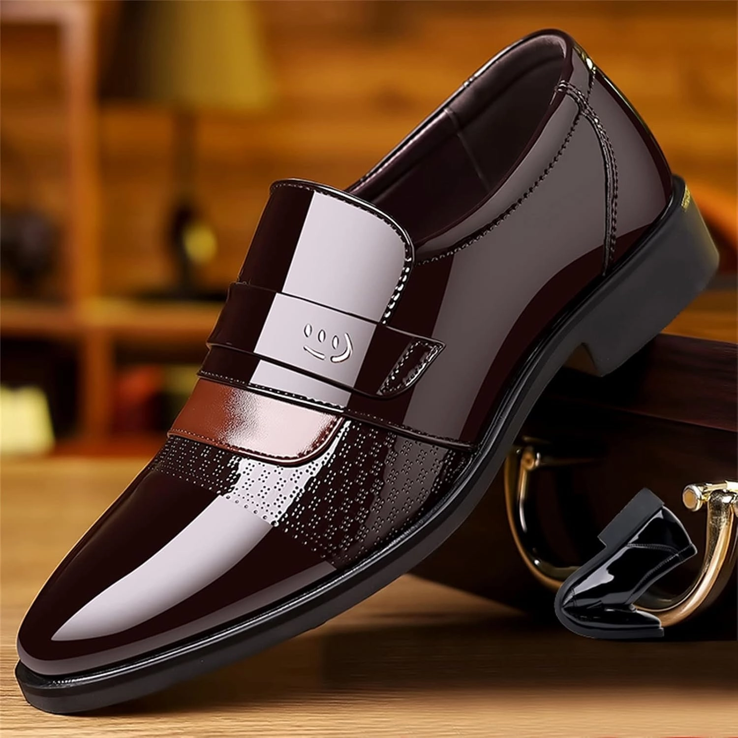 Work Boots On Sale Fashion Summer and Autumn Men Leather Shoes Low Heeled Pointed Toe Slip On Business Simple Solid Shoes for Men Leather 7 Men