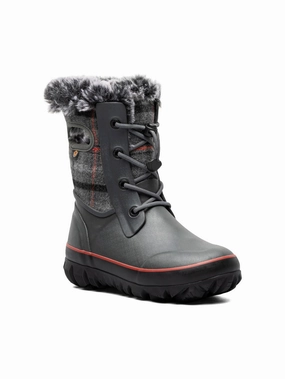 Best Hiking Shoes Waterproof 'BOGS' Kids' Arcata II Cozy Plaid Insulated WP Winter Boots - Dark Grey Multi