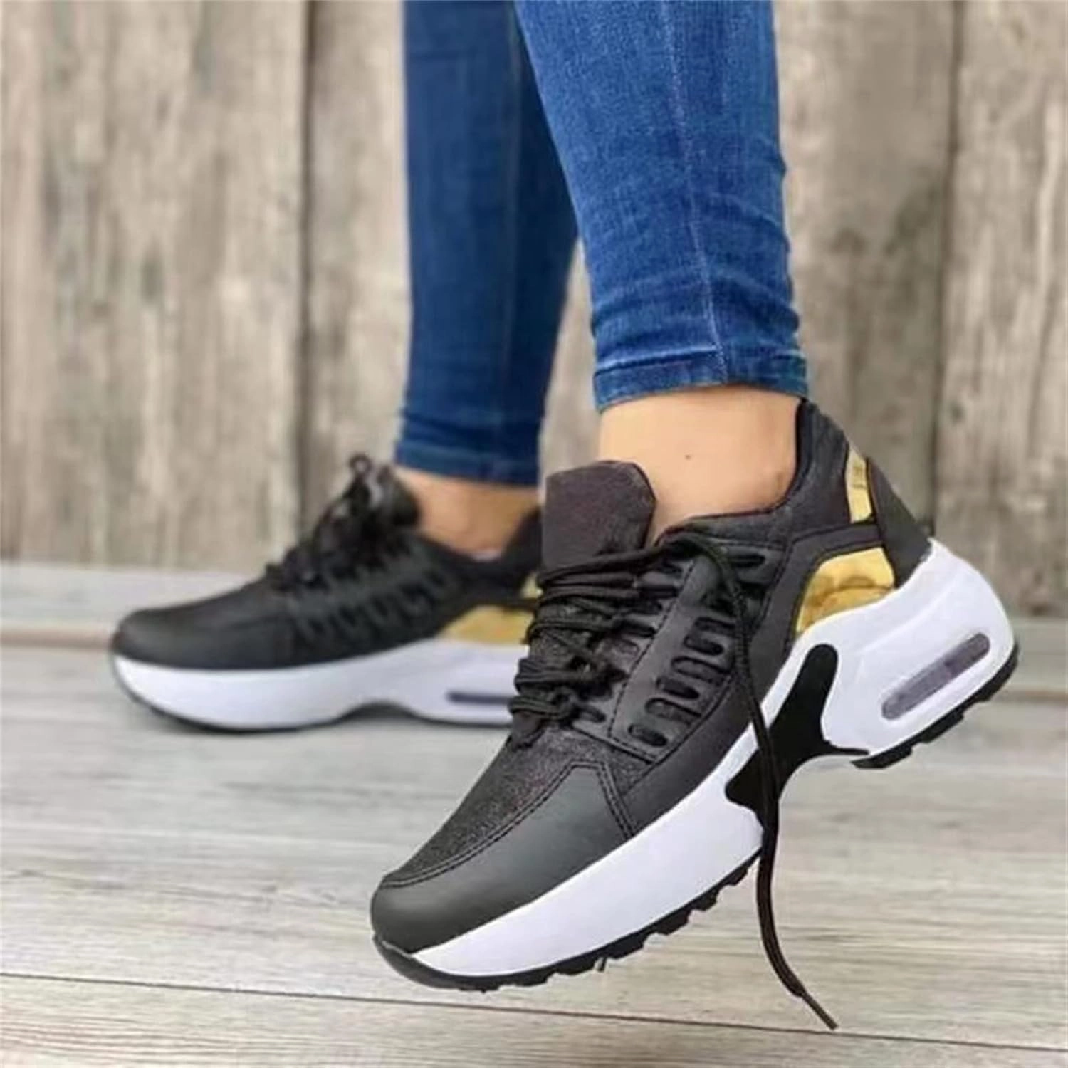 Ladmiple Shoes For Women Sneakers Trendy Slip On Walking Shoes Non Slip Running Shoes Gym Fashion Platform Tennis Shoes Asics Retro Sneakers