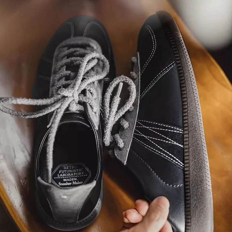 Best Shoes To Play Volleyball Mens Plain Leather Trainers  Breathable & Lightweight with Contrast Stitching