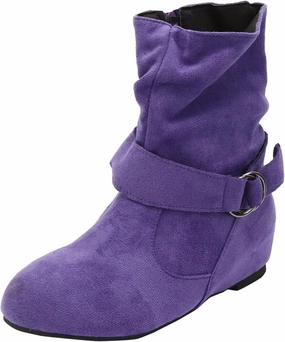 Boots To Wear With Suits Mid Calf Boots for Women Leather Fashion Boots for Women Casual Flock Round Toe Low Heels Lightweight Breathable