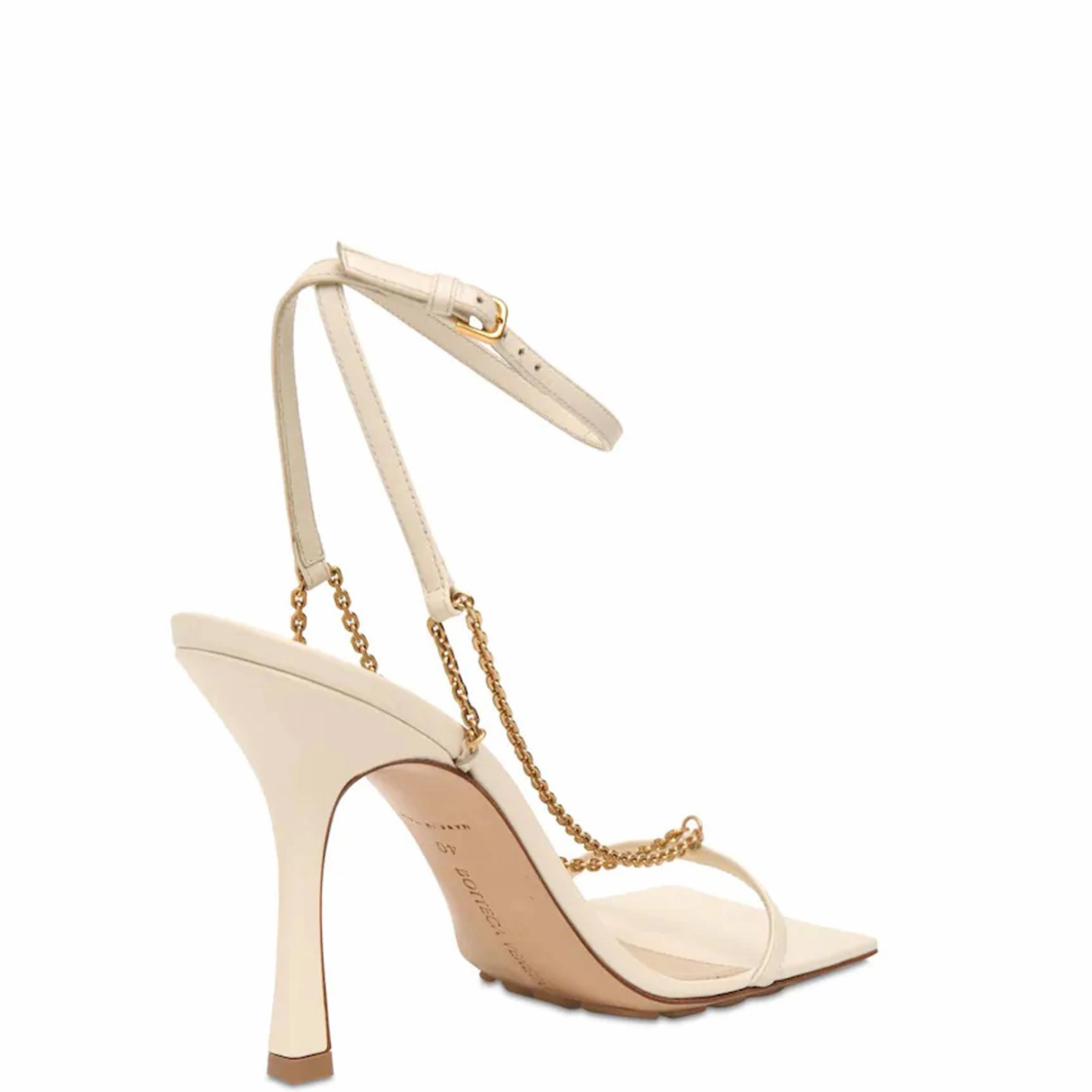 Stretch Chain Sandals 90, Sea Salt High Heels Height