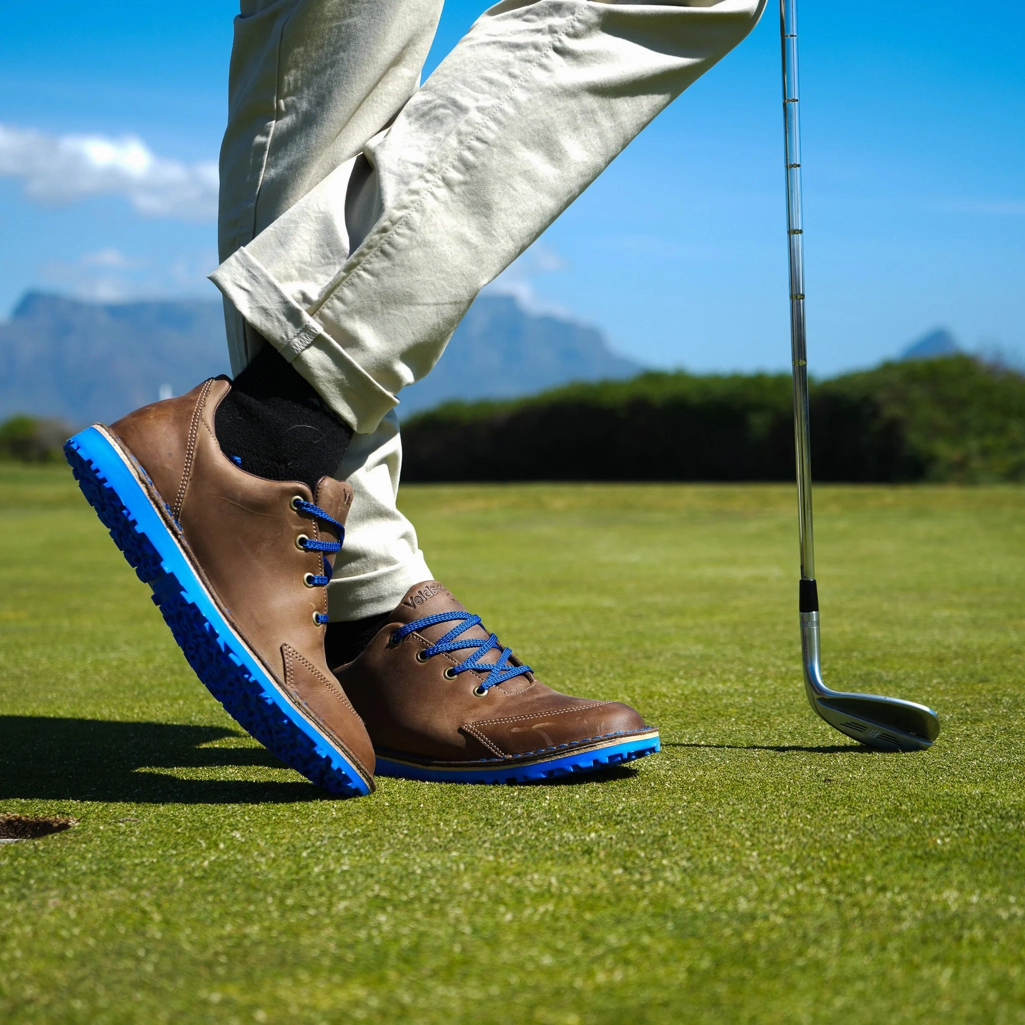 Review Hybrid Golf Veldskoen J-Bay Loft Golf Shoe (Blue Sole)