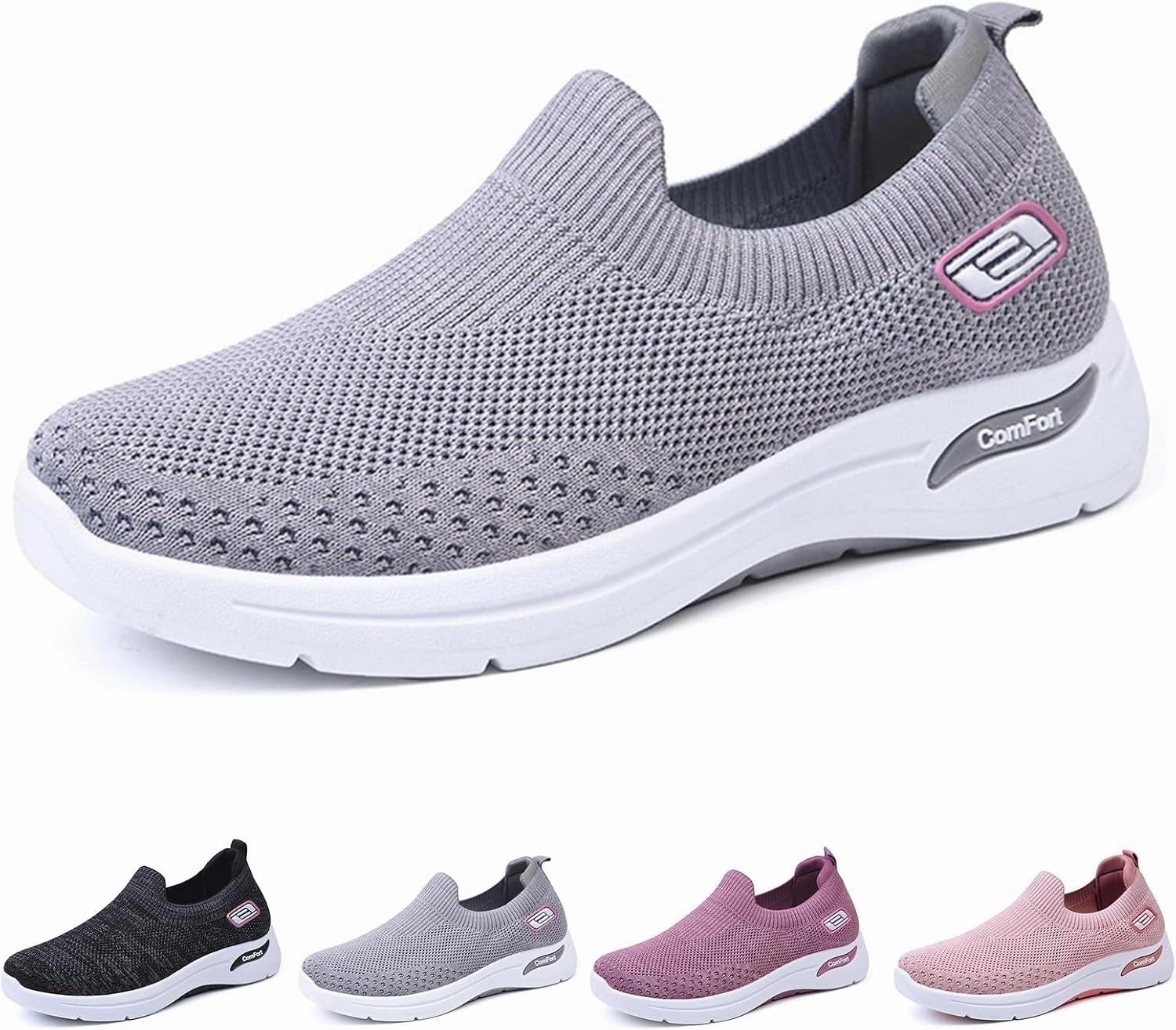 Tommy Hilfiger Sneakers Women's Orthopedic Sneakers Breathable with Arch Support Slip on Mesh Knitted Flying Woven Low Top Work Walking Shoes Lightweight Wide Width Soft Sole Arch Support Non-Slip Casual Shoes