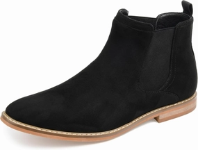 Black Leather Boots Flats Vance Co. Mens Marshall Faux Suede Laceless Chelsea Boots