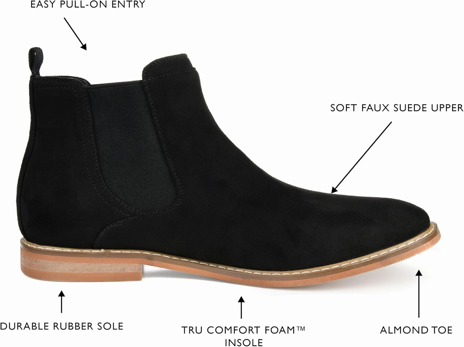 Dude Boots Vance Co. Mens Marshall Faux Suede Laceless Chelsea Boots