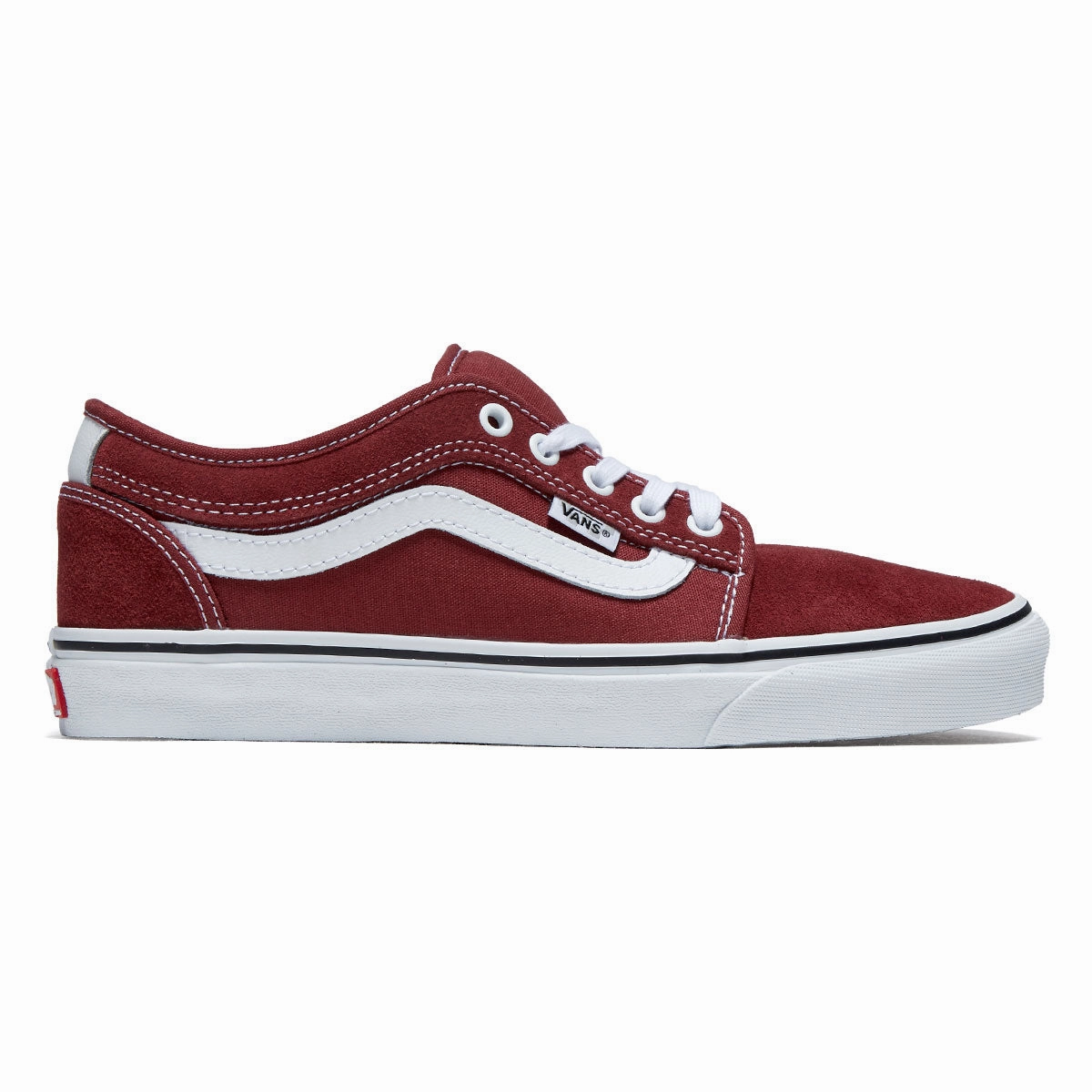 Slipknot Skate Shoes Vans Skate Chukka Low Sidestripe Shoes - Burgundy/White