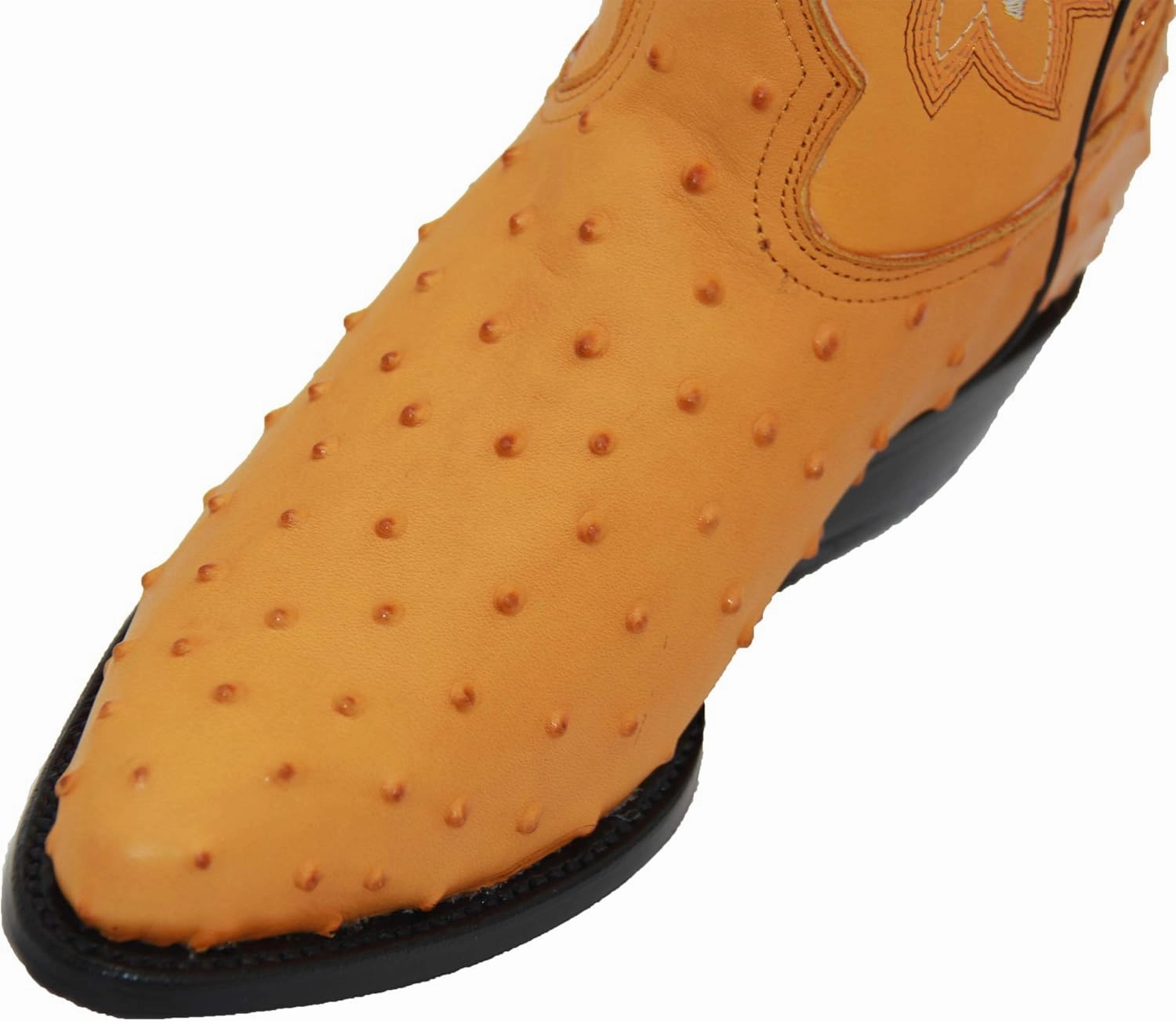 Western Shops Mens Leather Ostrich Quill Print Western Cowboy Boots Wing Dress Boots