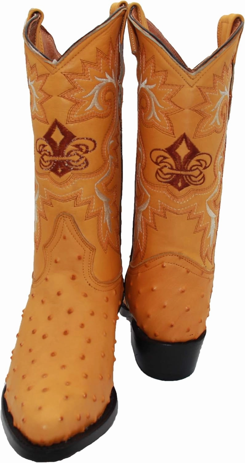 Western Shops Mens Leather Ostrich Quill Print Western Cowboy Boots Born Boots