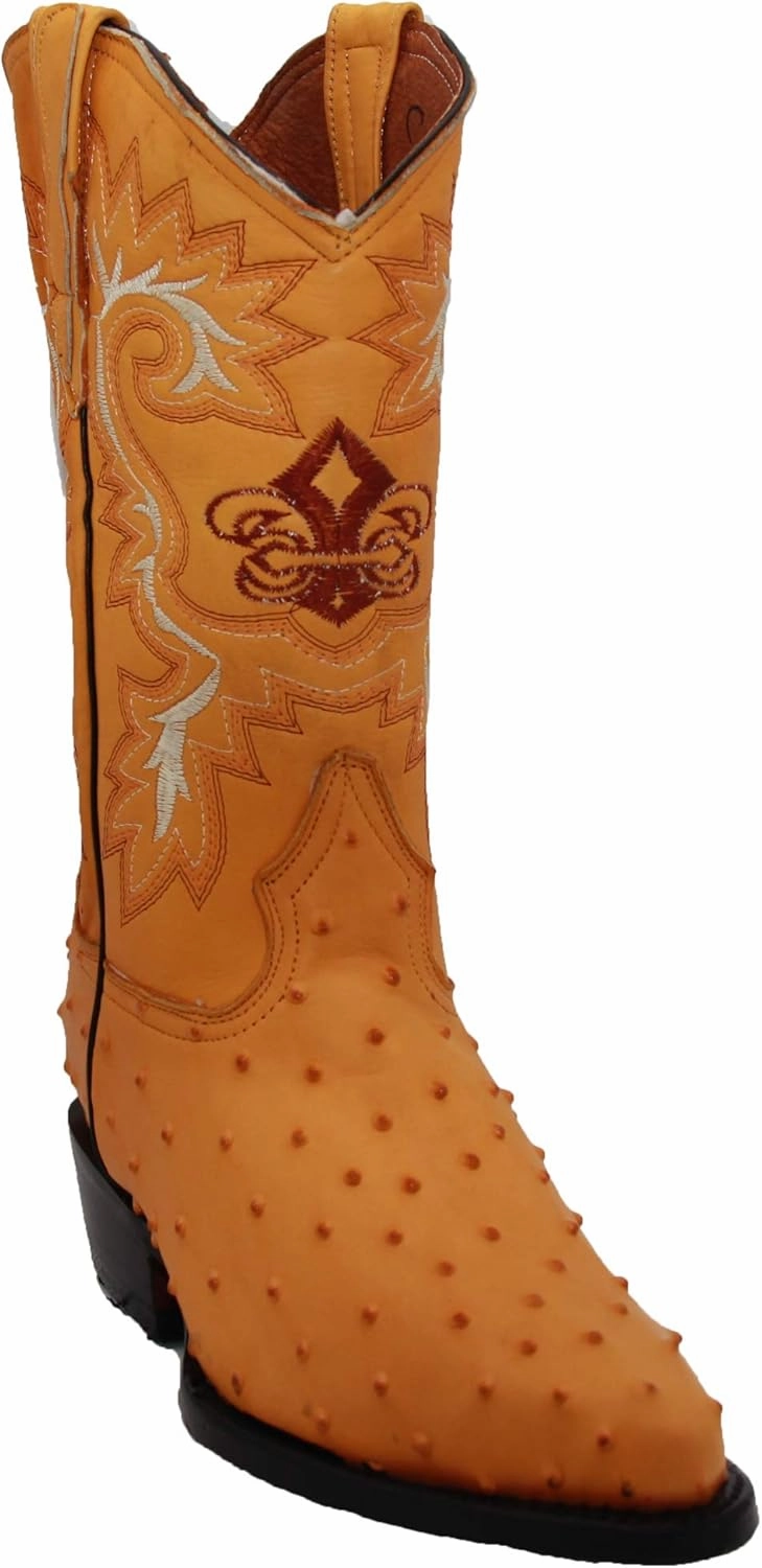 Boots Work Boots Western Shops Mens Leather Ostrich Quill Print Western Cowboy Boots