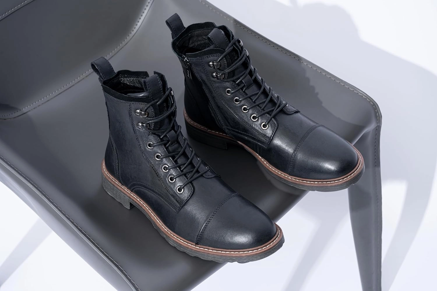 Approved Boots Vostey Mens Boots Motorcycle Casual Boots For Men Zipper Fashion Chukka Boot Mens