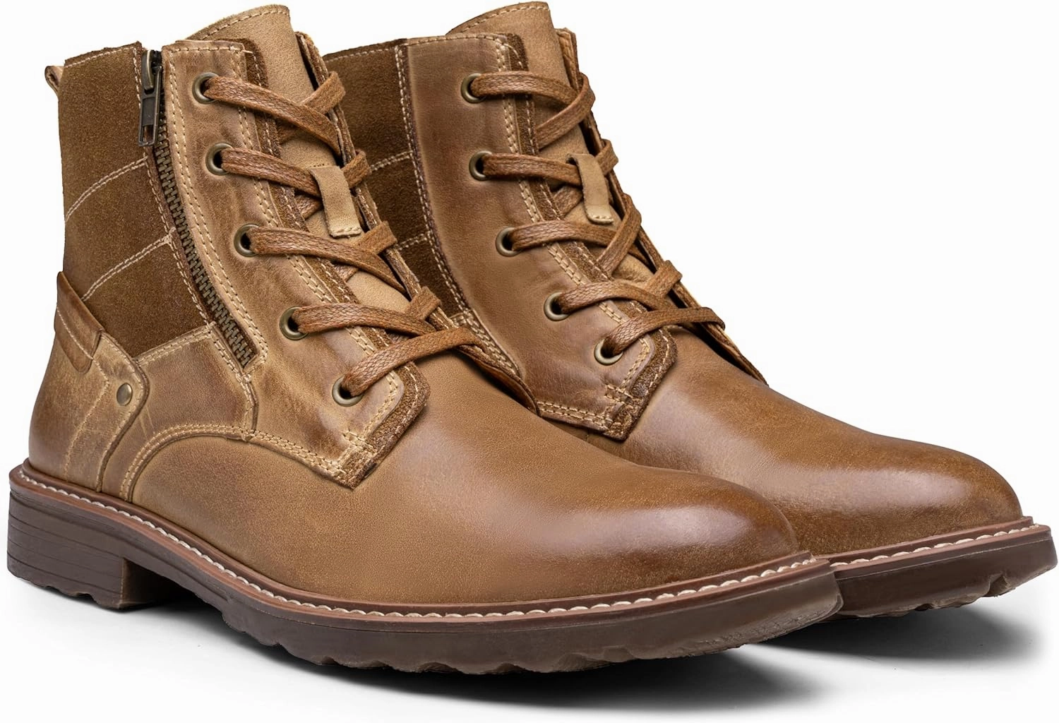 Vostey Mens Boots Motorcycle Casual Boots for Men Zipper Fashion Chukka Boots Mens Best Winter Boots