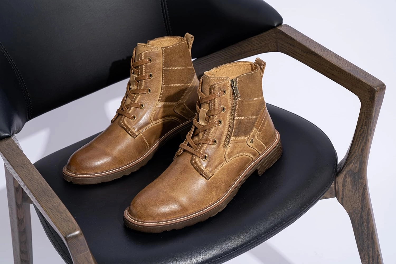 Tall Boots Riding Vostey Mens Boots Motorcycle Casual Boots for Men Zipper Fashion Chukka Boots Mens