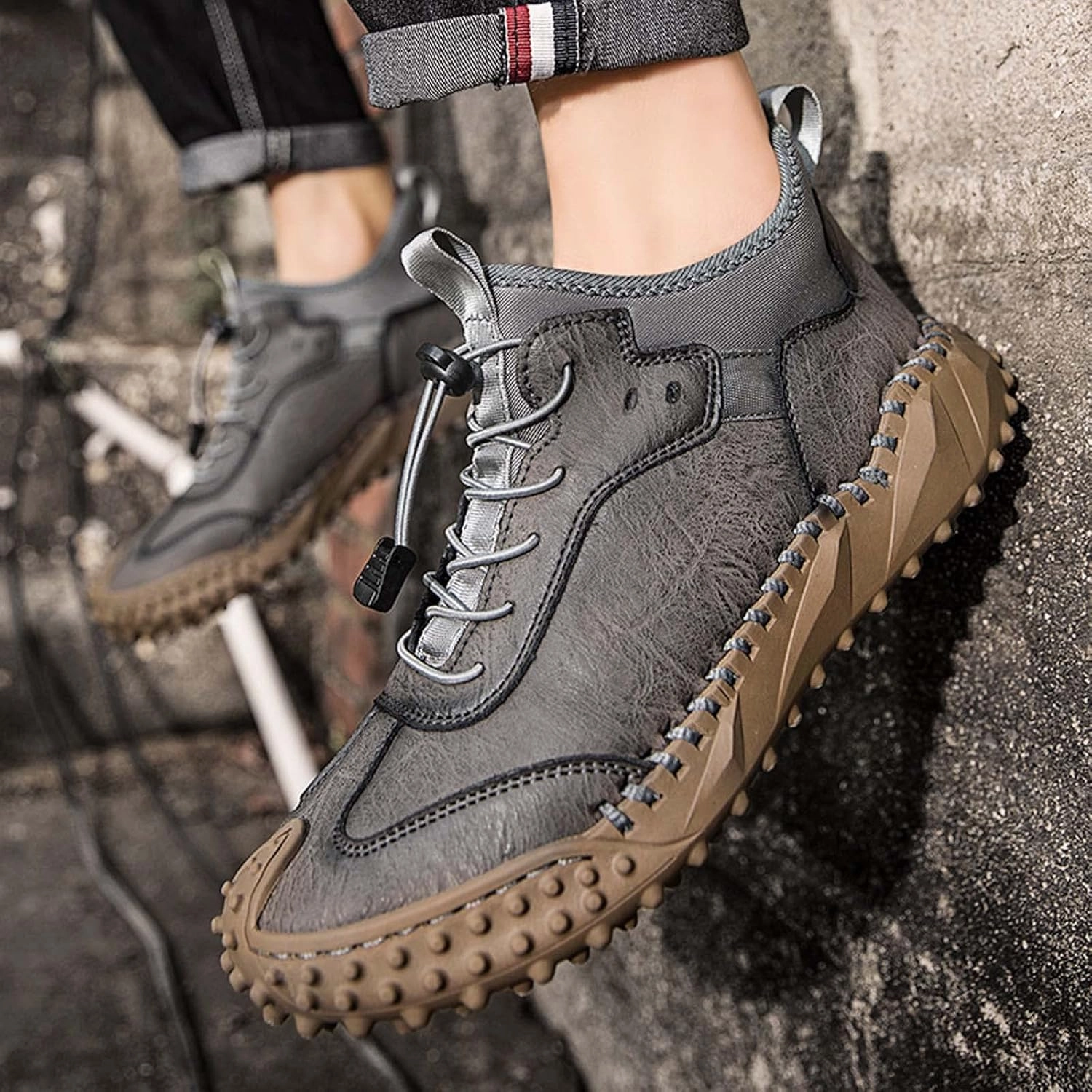 Waterproof Fishing Boots Mens Hiking Shoes, Mens Leather Boots, Slip-Ons Lightweight Comfortable Casual Chukka Boots Mens Fashion Sport Business