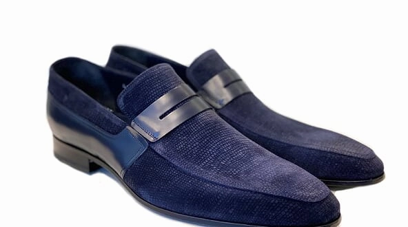 Limited Edition Slip On Corrente Suede Penny Loafer Navy