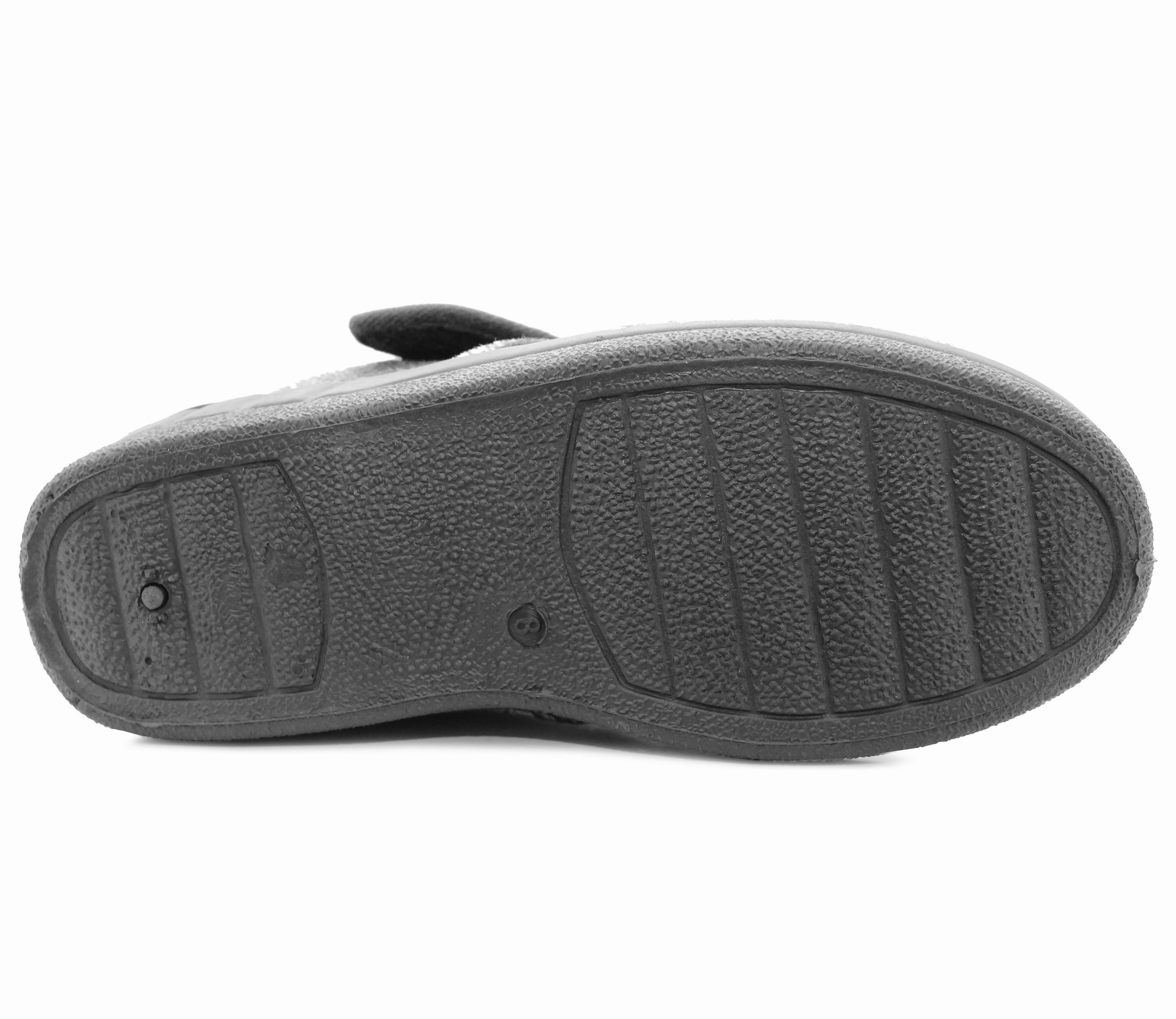 Preppy Slides Mens Black Ankle Boot Slippers High Top Wide Opening Touch Fasten Slip On House Shoes