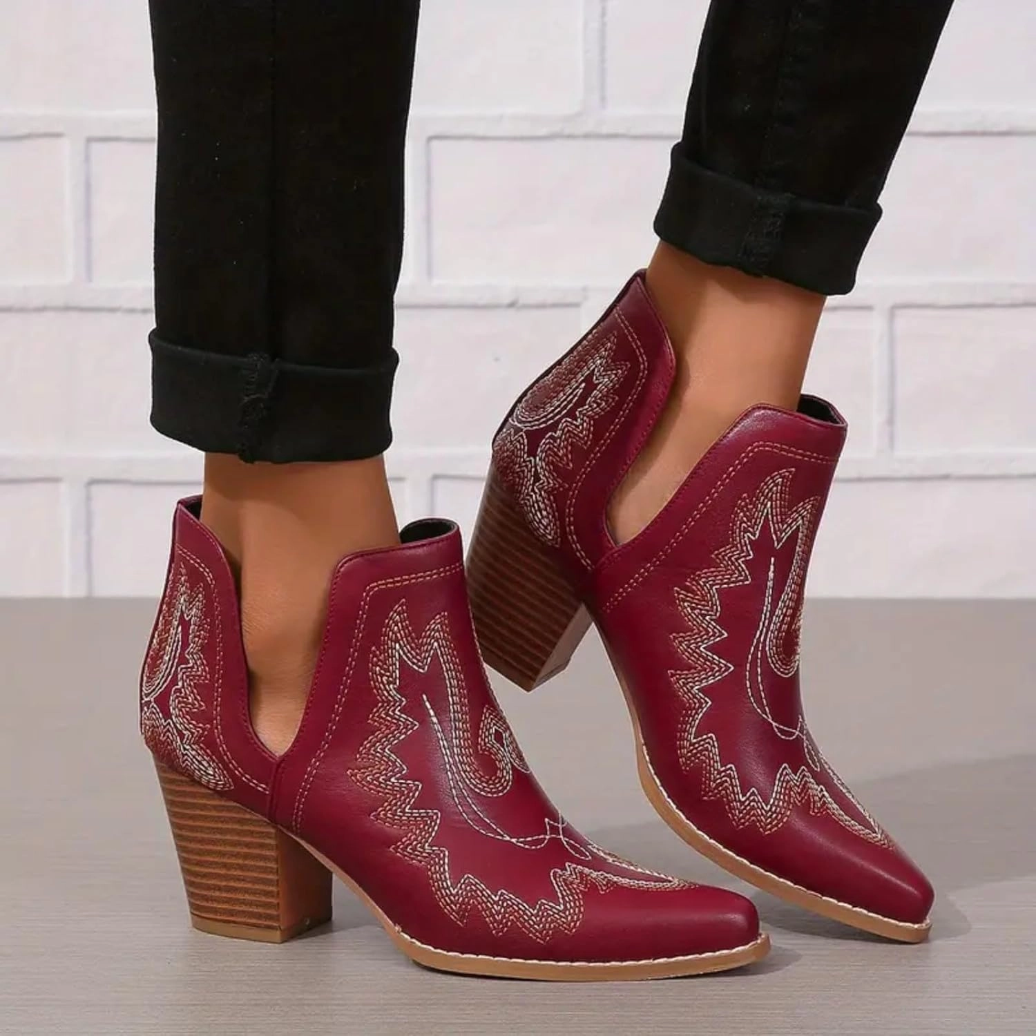 Flo Rida Boots With The Fur Lyrics Ankle Cowboy Boots for Women Cowgirl Boots Women Western Chunky Heels Pointed Toe V Cut Slip on Women Short Boots