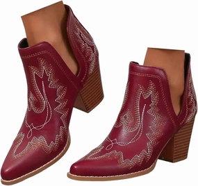 Best Snow Hiking Boots Ankle Cowboy Boots for Women Cowgirl Boots Women Western Chunky Heels Pointed Toe V Cut Slip on Women Short Boots