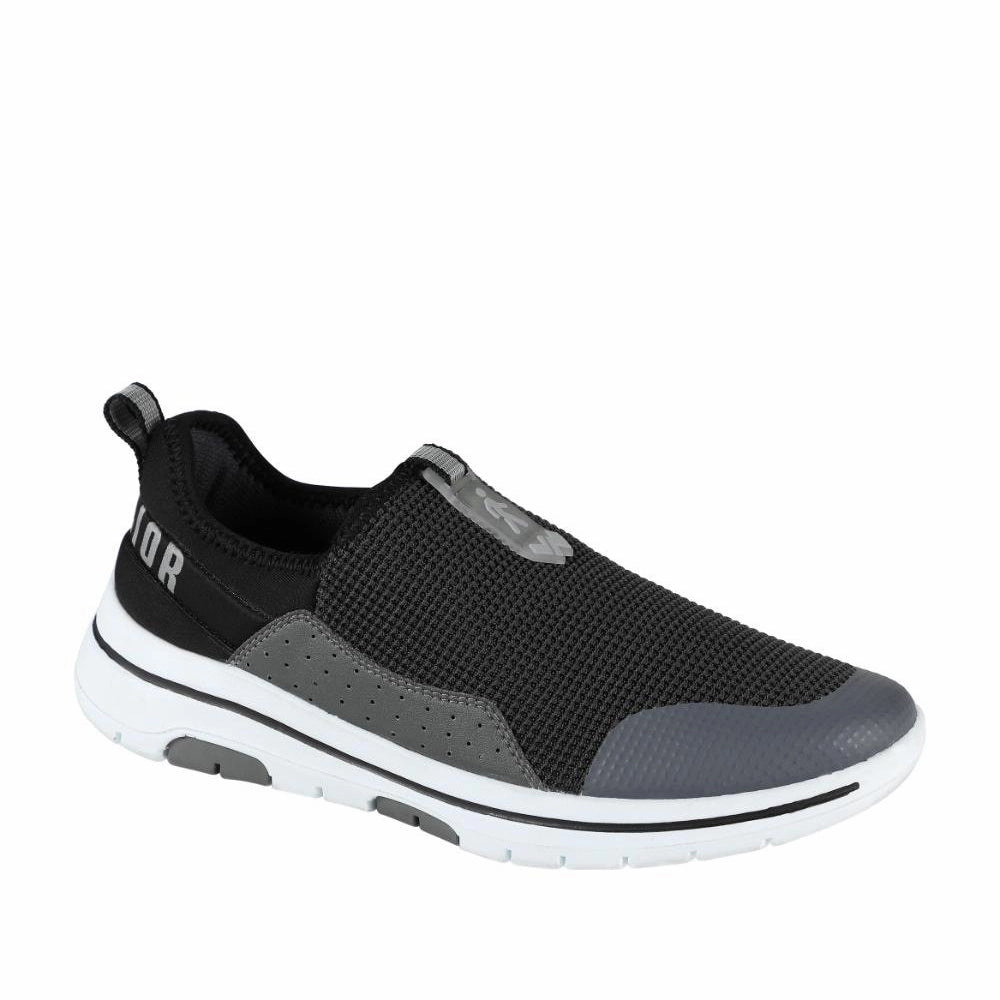 Warrior Grey Non-Lacing Casual Shoes For Men Easy Walk By Liberty Climbing Shoes With Metal Studs