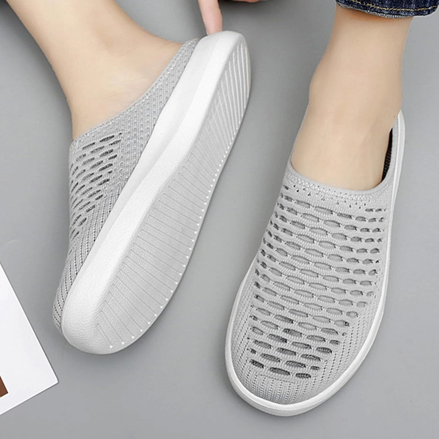 Sneaker Mules for Women Slip-On Orthopedic Slippers Backless Platform Sneakers Round Toe Mules Walking Sneakers Boots Platform Sneakers