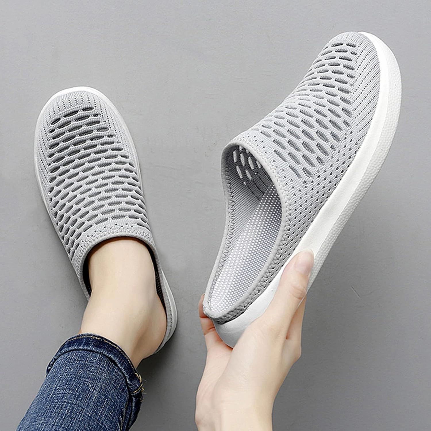 Sneaker Mules for Women Slip-On Orthopedic Slippers Backless Platform Sneakers Round Toe Mules Walking Sneakers Wear Dress With Sneakers
