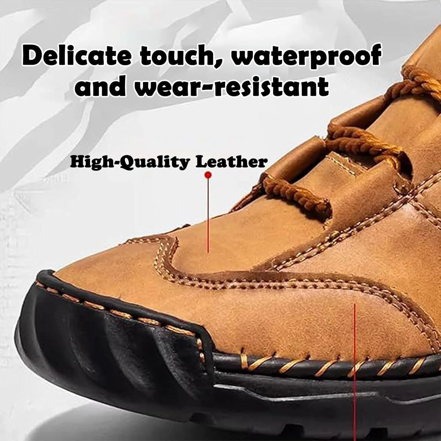 Saw Behind Mens Shoes, Sawbehind Mens Boots Orthopedic, Waterproof Men's Comfortable Handmade Leather Boots Outdoor Black Lace-up Boots