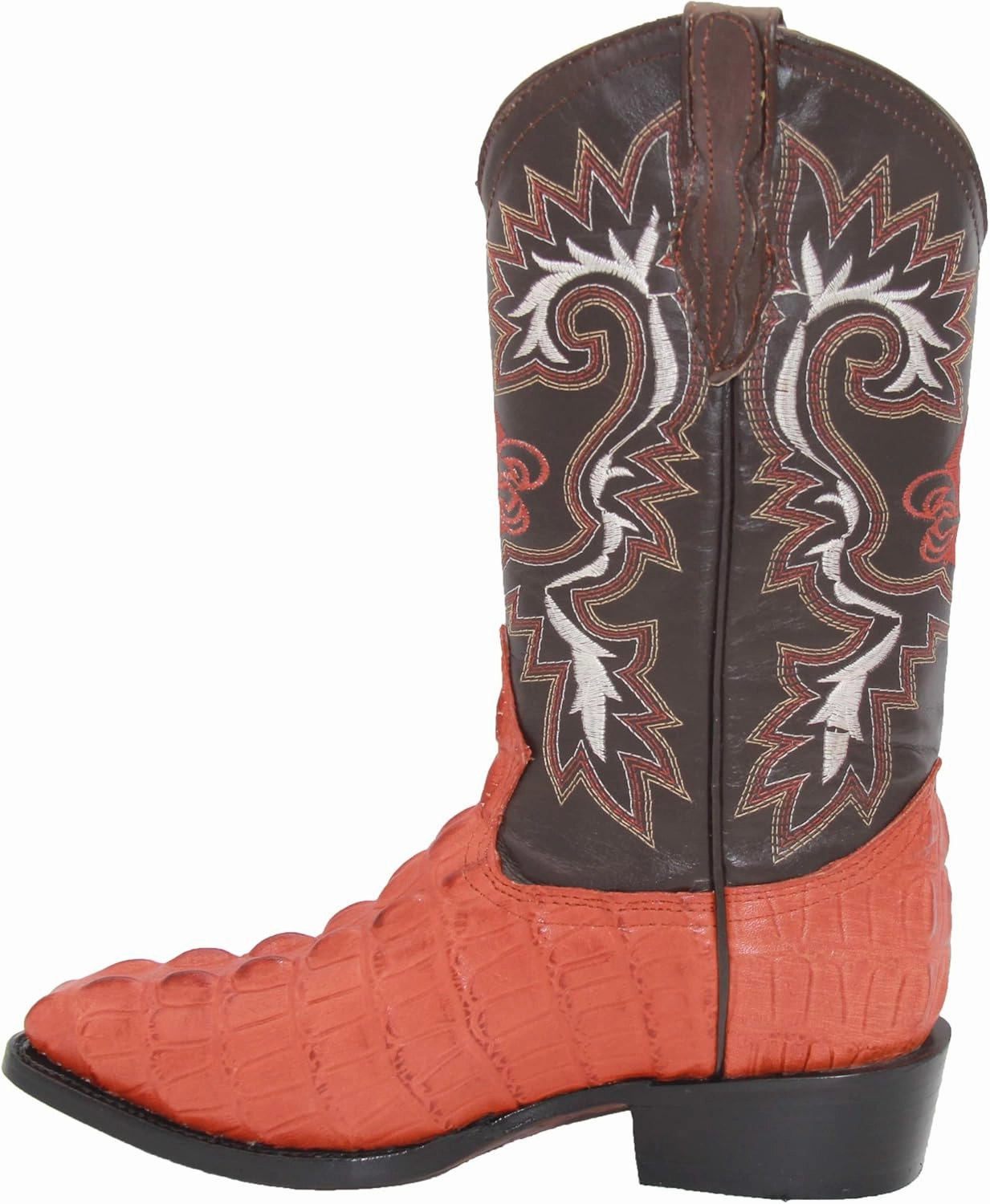 Western Shops Mens Leather Crocodile Alligator Print Western Cowboy Boots Ankle Boots Low Heel