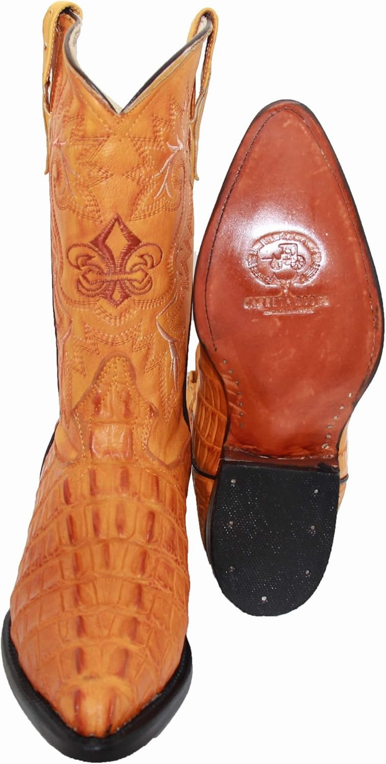 Western Shops Mens Leather Crocodile Alligator Print Western Cowboy Boots The Attico Boots