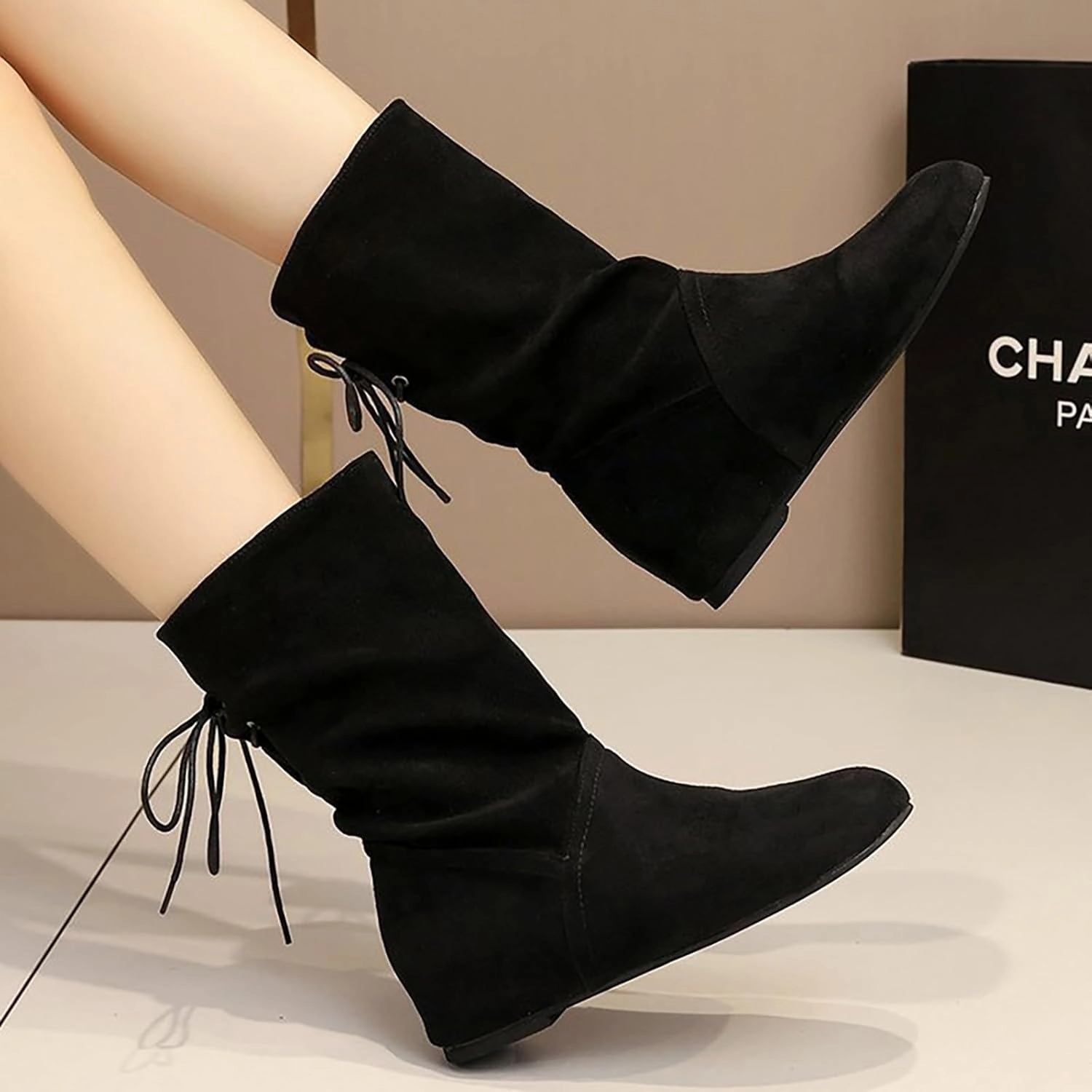 Wide Calf Boots for Women with Heel Boots Breathable Fashion Round Head Knee High Boots for Women Wide Calf Wide Width Bear Paws Boots