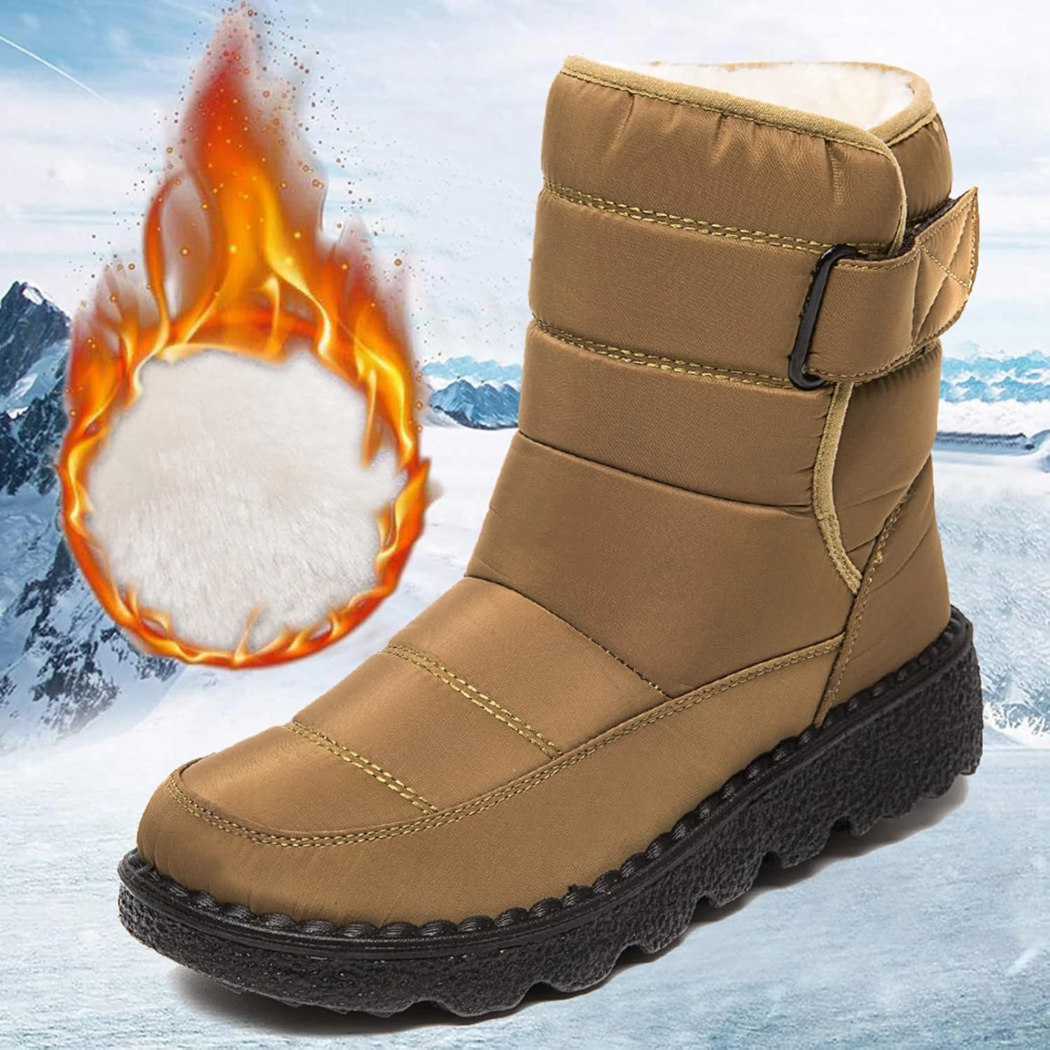 Boots In Wide Sizes Winter Boots for Women Snow Boots for Women Warm Round Toe Thick Bottom Waterproof Mid Calf Boots for Women Comfy