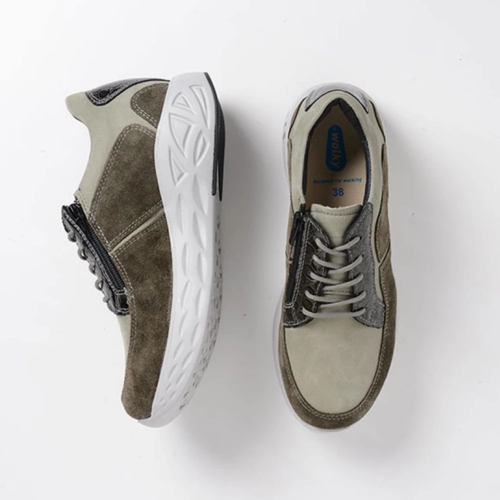 High Heel Cupcakes With Milano Cookies Wolky Bounce Castor Grey Combi Leather Sneaker (Women's)